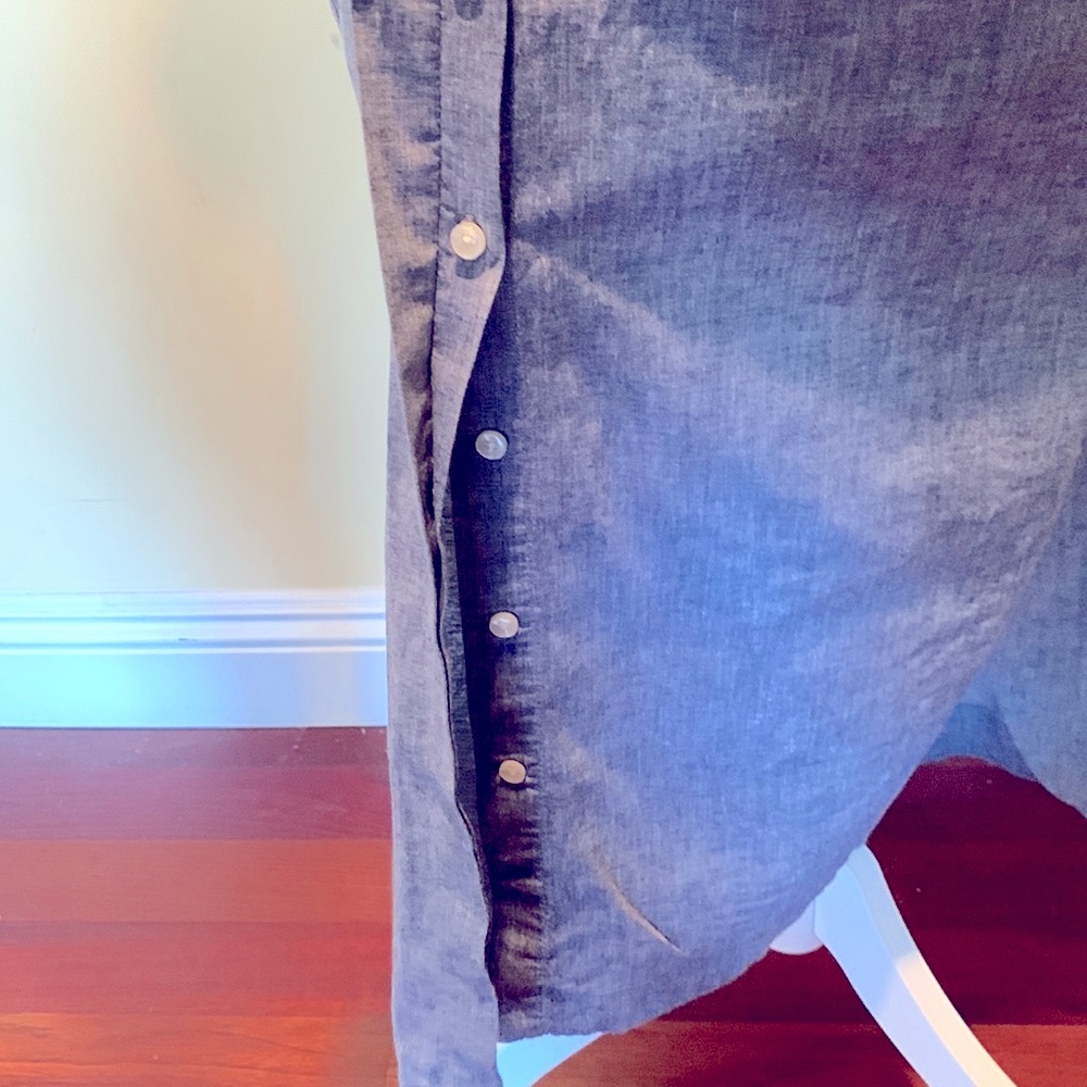 TROVATA Birds of Paradise Chambray Shirt Dress Minimalist Cottagecore Size S - Picture 3 of 8